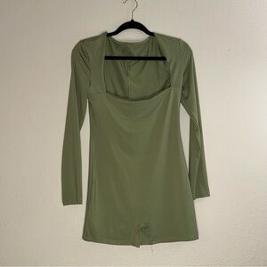 Long Sleeve Olive Green Women’s Shorts Bodysuit
